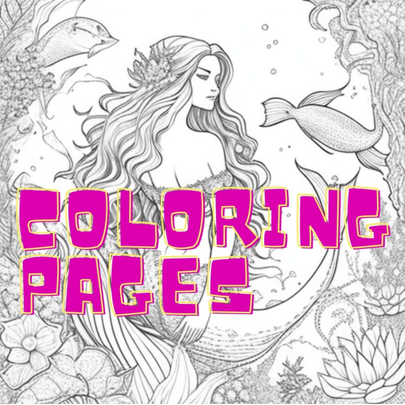 16 Fantasy Mermaid Coloring Pages for Adult, Mermaid Printables