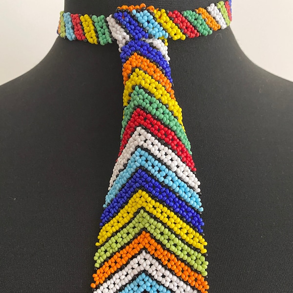 Beaded Tie - Zulu Beaded Tie - African Necktie - Ethnic Tie - Wedding Tie - Occasion Tie - African Beads - Zulu Beads - South African Tie