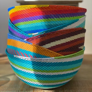 Gorgeous Woven Bowls - Handmade Wirework Bowl - Deep Woven Bowl - Telephone Wire Bowl - African Bowl -