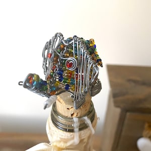Wine Bottle Stopper - Bottle Stopper - Cork Wine Stopper - Novelty Wine Bottle Stopper - Elephant Bottle Stopper - Beaded Stopper