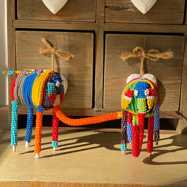 African Beaded Elephant - Contemporary Bead Work - Abstract Design - Modern Twist on Traditional South African Beading