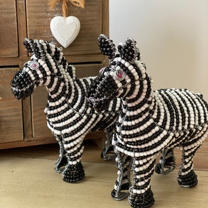 Beaded Zebra - Wirework - Wire Sculpture - Zebra Sculpture - South African Art - Zebra - Black and White - Zebra Stripes -  Zebra Ornament