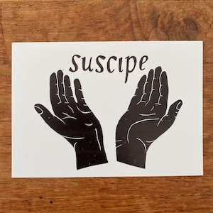 Suscipe de Saint Ignace carte de prière Design linogravure unique carte contemplation cadeau unique spiritualité ignatienne catholique