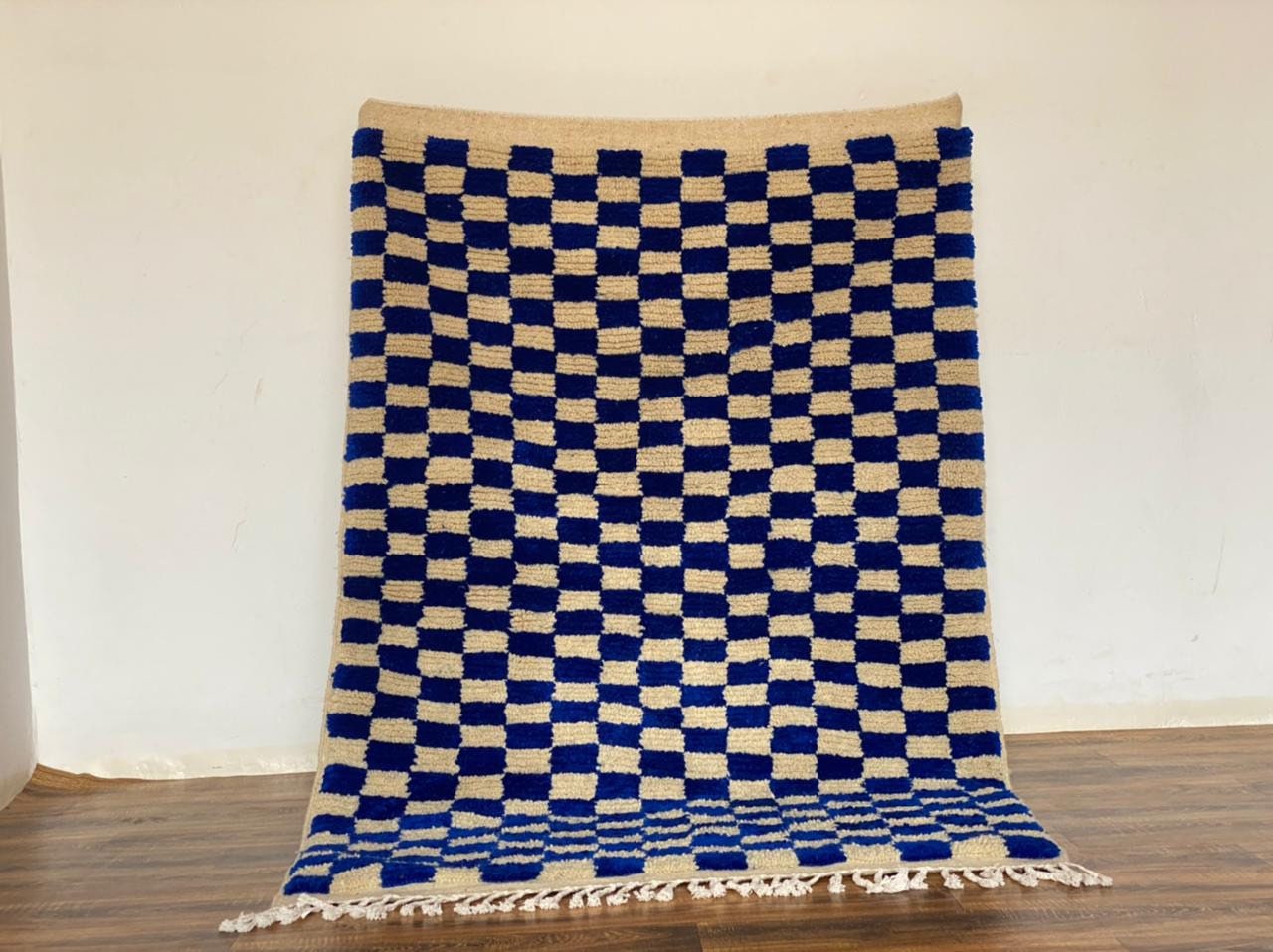 Tapis Marocain à Damier Berbère Fait La Main Lovely Checkred Rug Handmade Hallway Teppich Area Wool 