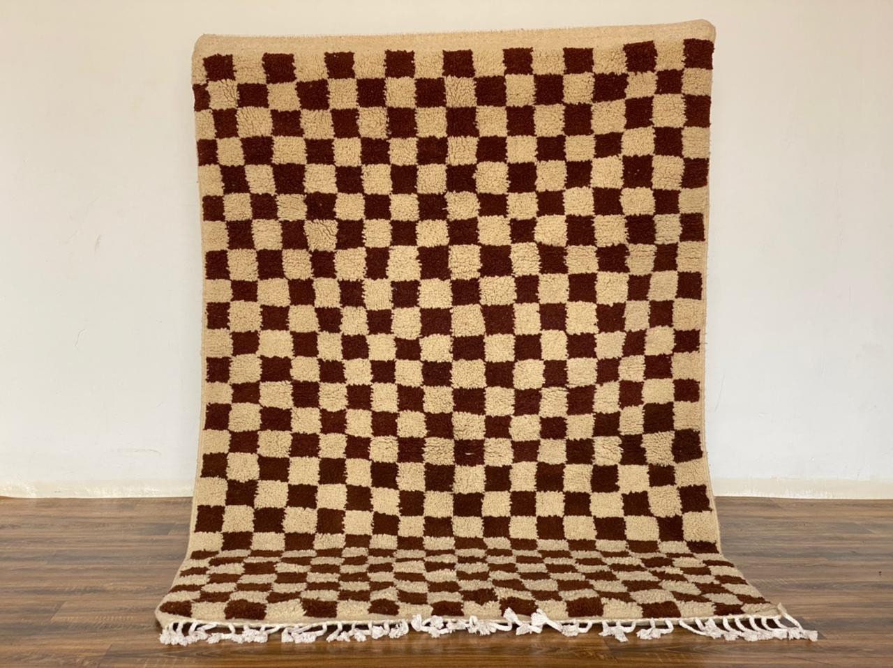 Tapis Marocain à Damier Berbère Fait La Main Lovely Checkred Rug Handmade Hallway Teppich Area Wool 
