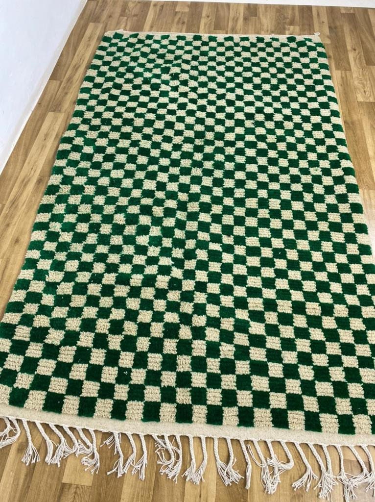 Tapis Marocain à Damier Berbère Fait La Main Lovely Checkred Rug Handmade Hallway Teppich Area Wool 