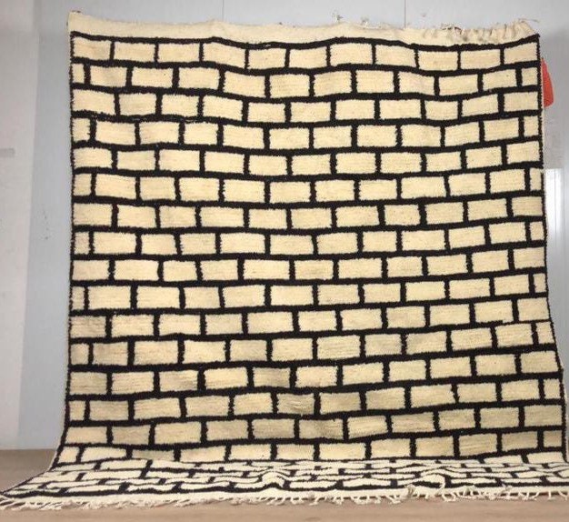 Tapis Marocain à Damier Berbère Fait La Main Lovely Checkred Rug Handmade Hallway Teppich Area Wool 