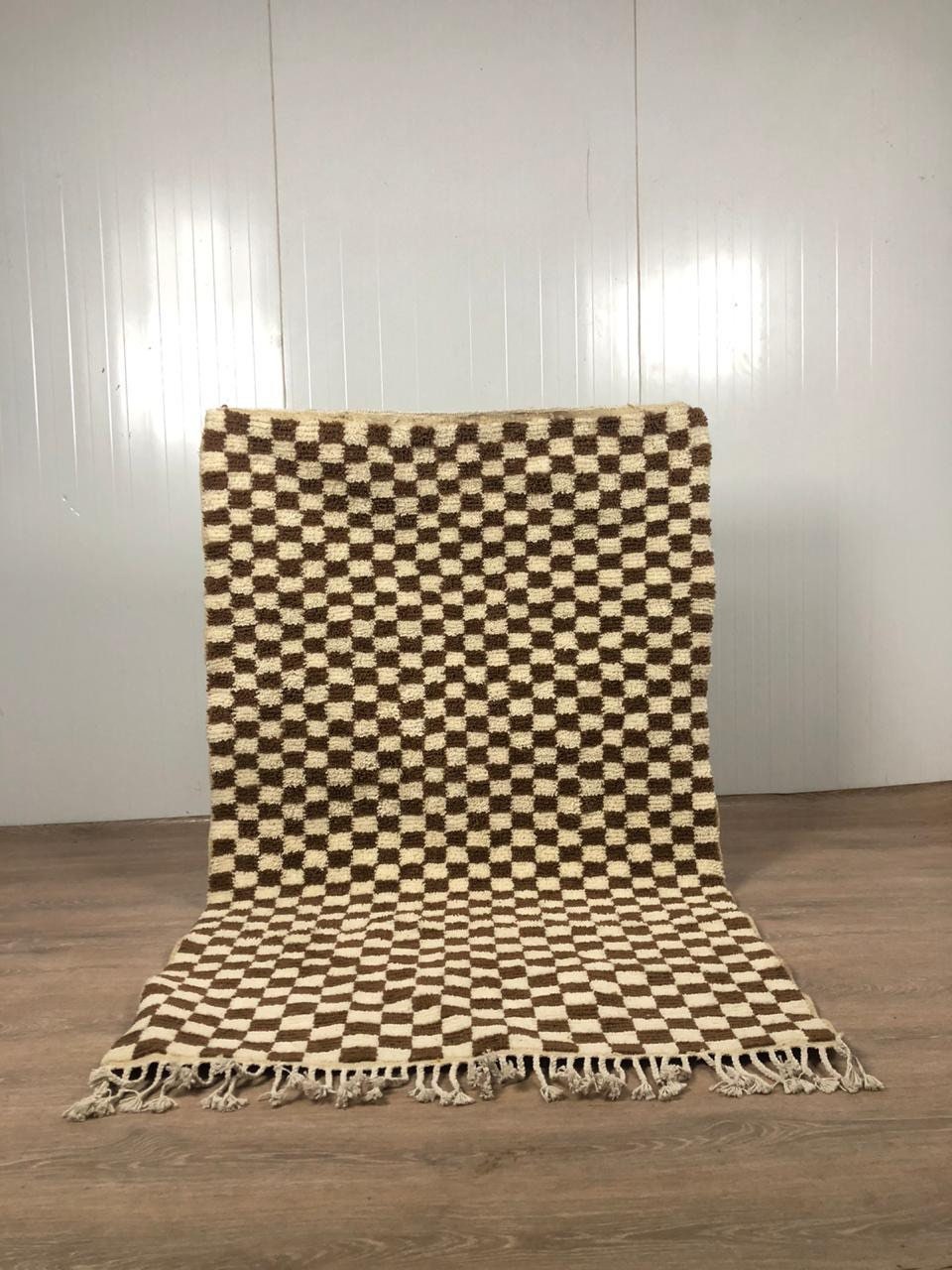 Tapis Marocain à Damier Berbère Fait La Main Lovely Checkred Rug Handmade Hallway Teppich Area Wool 