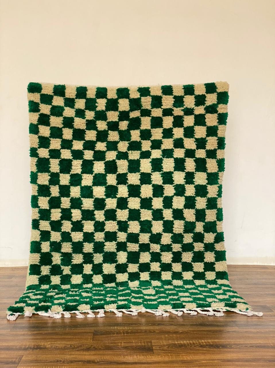 Tapis Marocain à Damier Berbère Fait La Main Lovely Checkred Rug Handmade Hallway Teppich Area Wool 