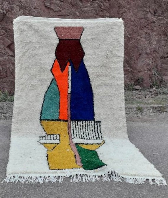 Tapis Berbère Marocain Picasso Fait à La Main en Laine 250x200 cm