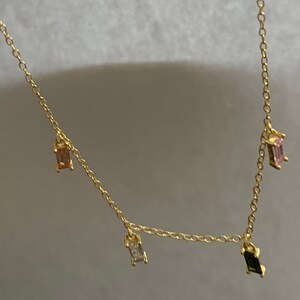 Minimalist zircon necklace 18k gold plated 925 sterling silver