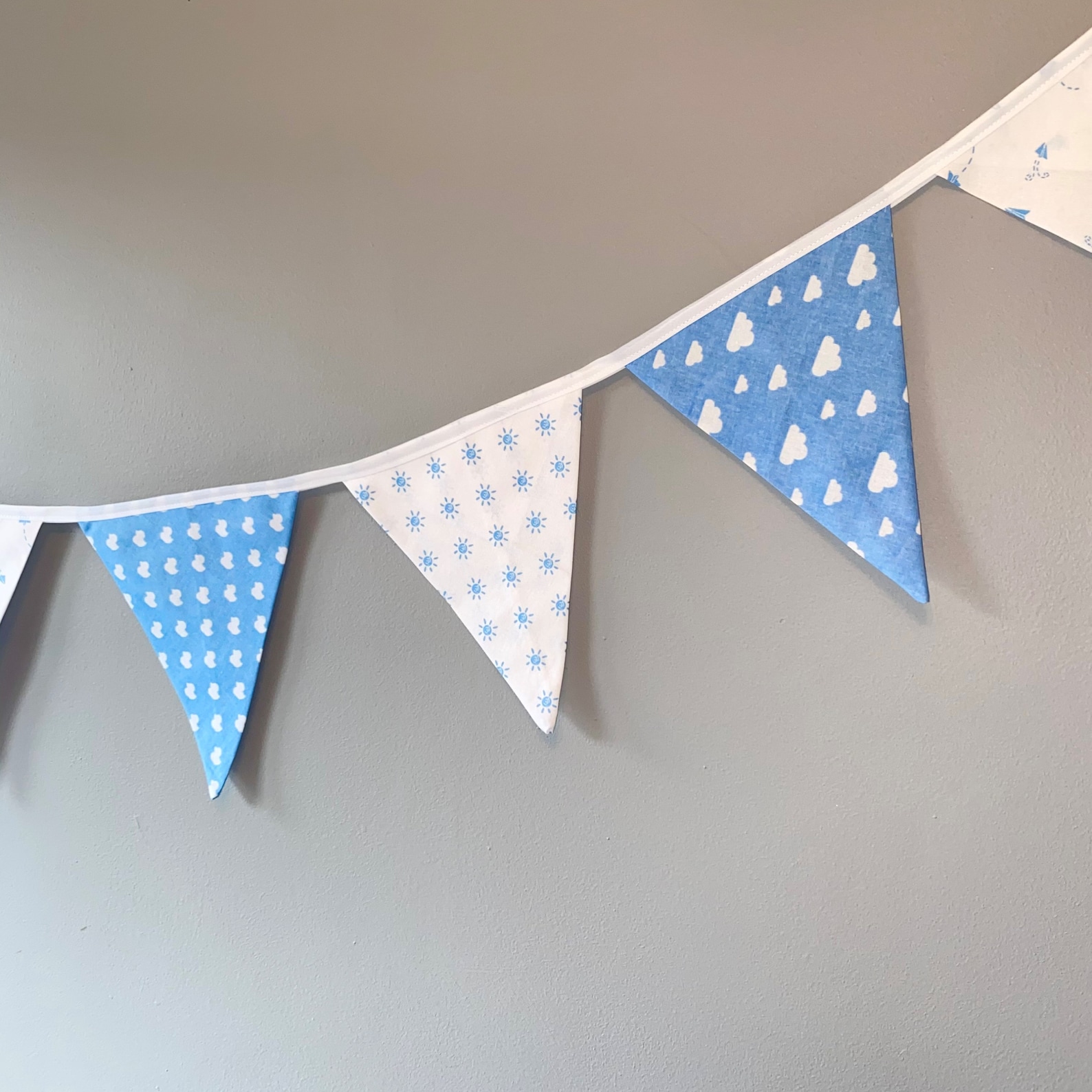 New Baby Boy or Nursery Bunting in Blue & White Patterned Etsy
