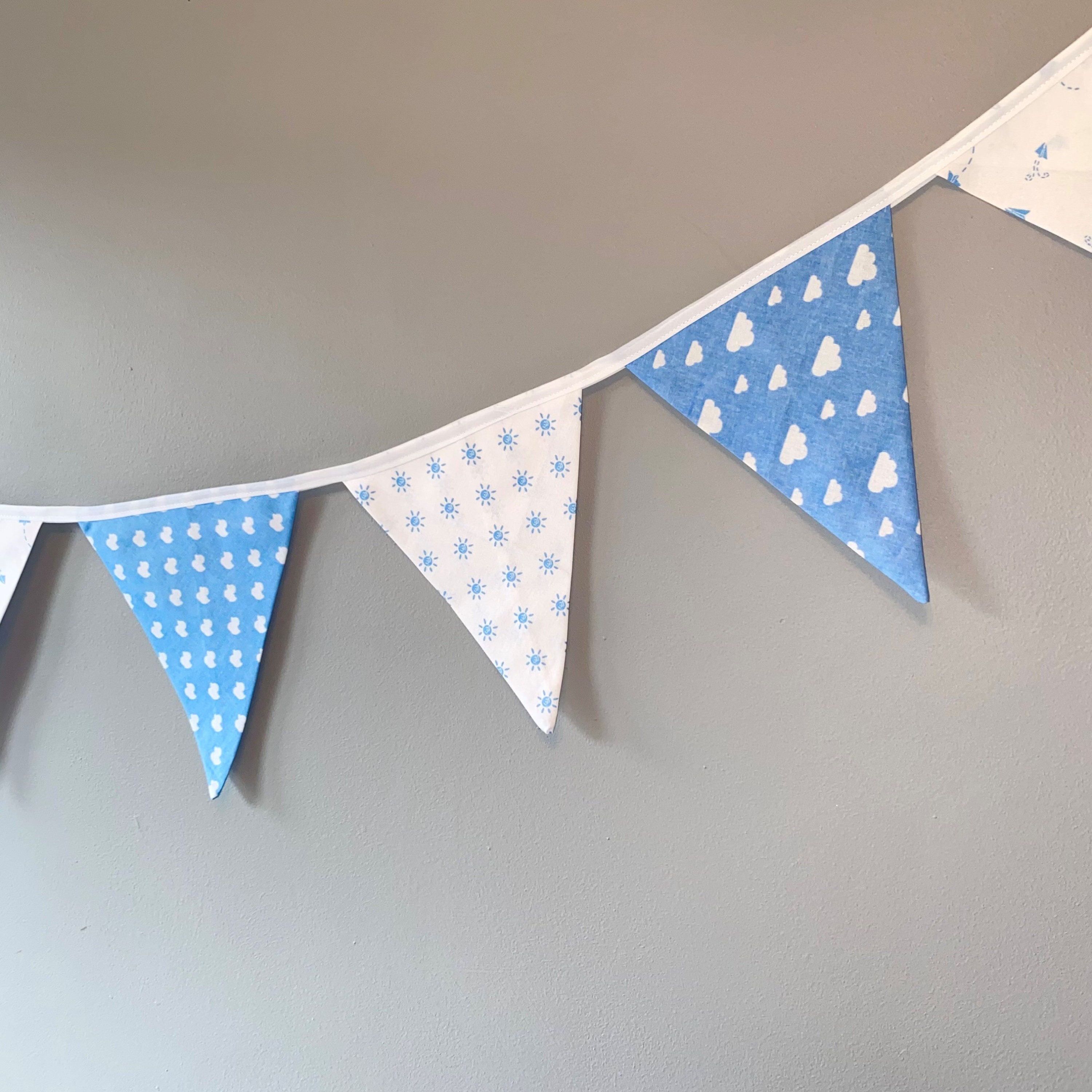 New Baby Boy or Nursery Bunting in Blue & White Patterned Etsy