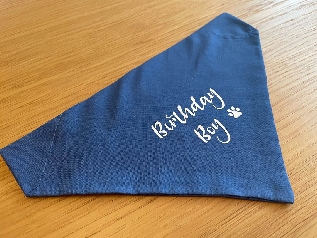 Dog Bandana Personalised With Birthday Boy in Blue Polycotton Etsy UK