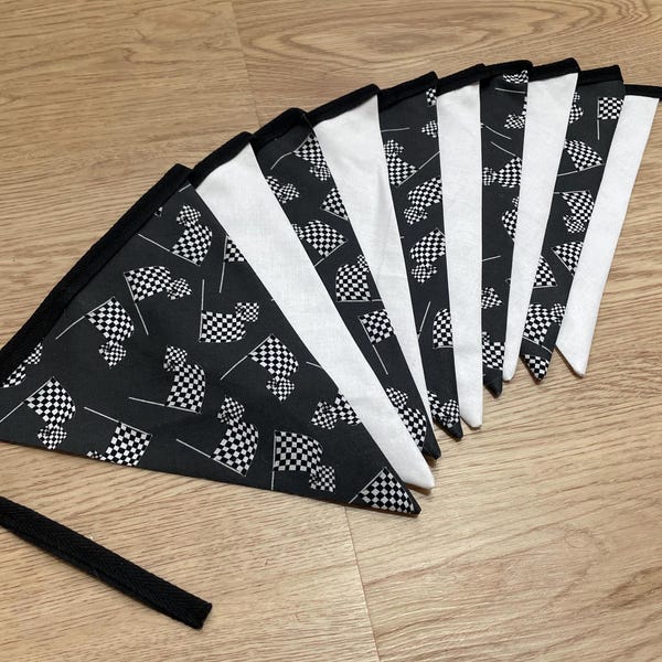 Banderines con bandera a cuadros de coches de carreras para habitación infantil o guardería
