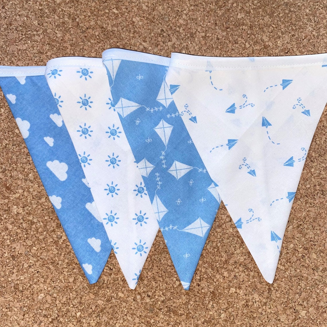 New Baby Boy or Nursery Bunting in Blue & White Patterned Etsy