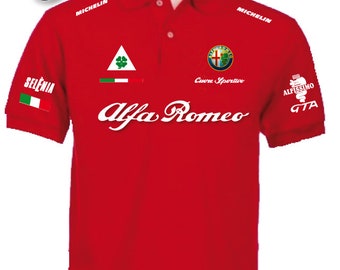 Polo stampata Alfa Romeo cuore sportivo 3  Design Alfissimo Biscione Fiat Lancia maglietta in cotone unisex tg dalla XS fino alla 3XL R