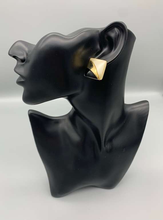 Vintage Napier Geometric Earrings 1980s Gold Tone 