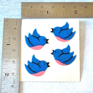 Sandylion - Vintage Stickers - Fuzzy Blue Birds (1 Square Mod)
