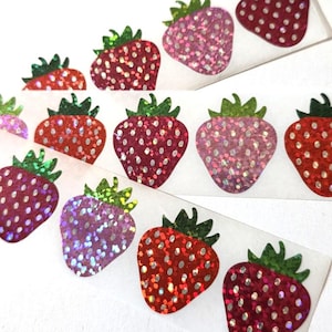 Other Stickers - Sparkly Strawberry Fruits! (3 Strips)