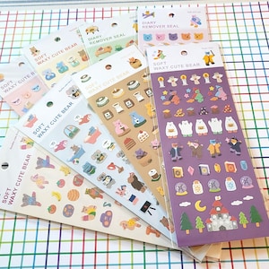 Kawaii Bear Stickers: Planner Scrapbook Decals