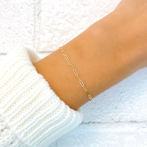Paperclip Chain Bracelet | Dainty Link Layering Chain Bracelet | 14k Gold filled Delicate Cable Chain Bracelet | Handmade Bracelet