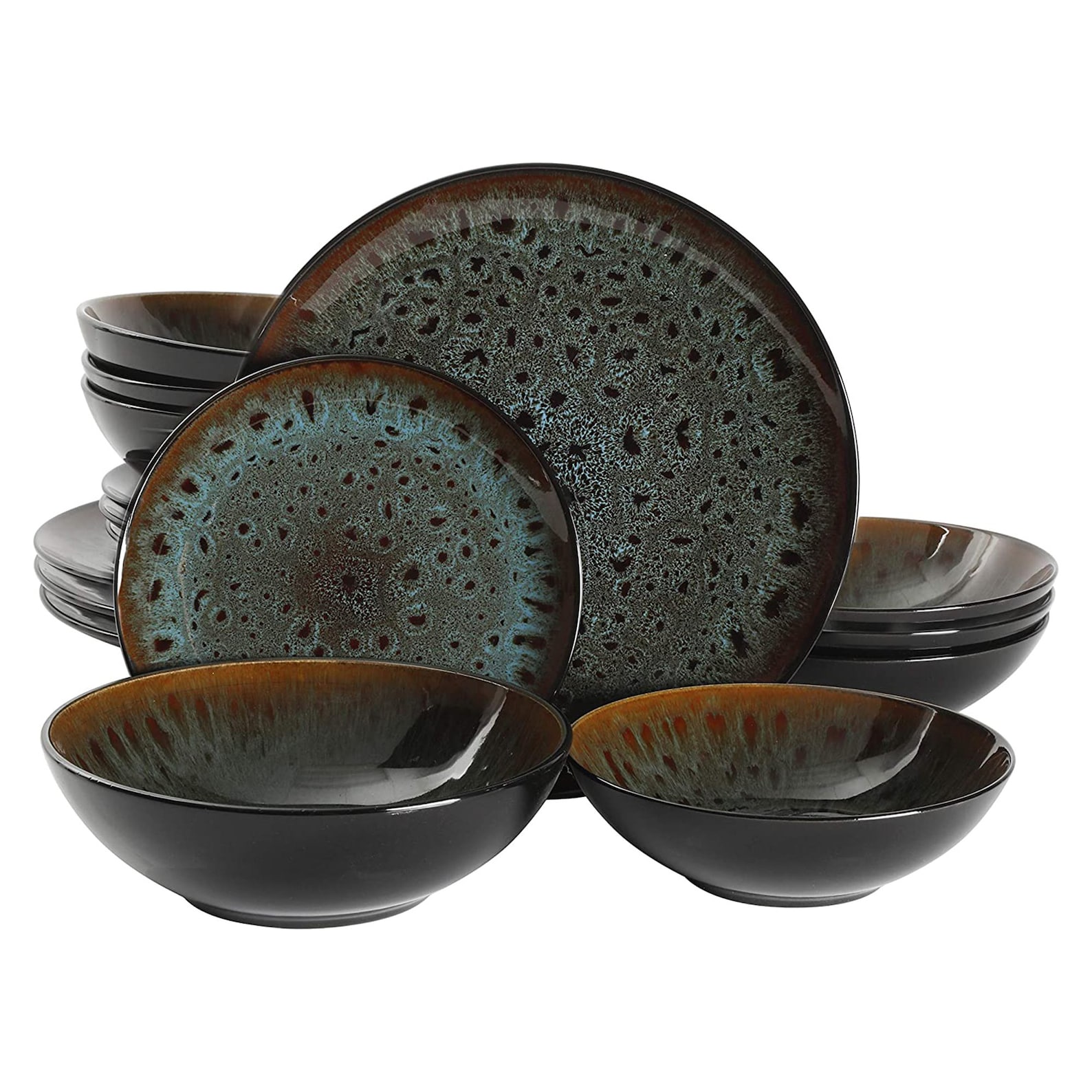 Double Bowl Dinnerware Set Service for 4 16pcs White and Etsy