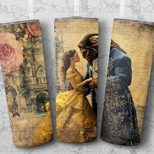 20oz Belle en het Beest-bekerverpakking, rozenbeker, sprookjesbeker, belle-beker, vintage beker, boekenliefhebber-beker _digitaal