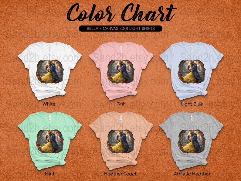 Beauty and the Beast Vintage Stained Glass Art Tshirt, Fantasy Romance