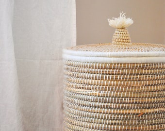 Customizable straw trunk, basket & storage chest, customizable woven laundry basket, embroidered wicker toy chest
