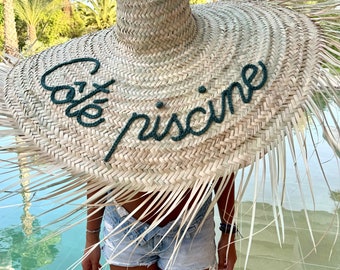 Custom Logo Wall Hanging Hat - Professional Hand Embroidery - Hotel Pool House Decor - Bespoke Customization - Marrakech Workshop - XXL Riad Style