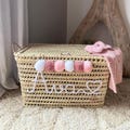 Personalized wicker storage trunk, personalized palm leaf storage chest, toy chest and basket