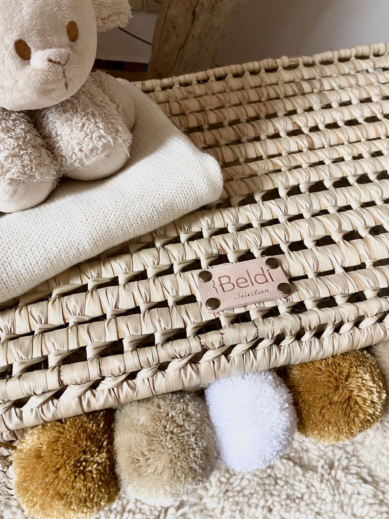 Gepersonaliseerde speelgoedkist – Handgemaakte rieten opbergdoos – Kraamcadeau – Opbergruimte voor de babykamer – Gepersonaliseerd aandenken voor de baby afbeelding 14