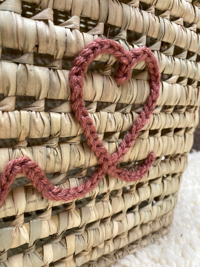 Malle de rangement en osier personnalisée, coffre de rangement à personnaliser en feuilles de palmier, coffre à jouets image 8