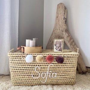 Malle de rangement en osier personnalisée, coffre de rangement à personnaliser en feuilles de palmier, coffre à jouets image 5