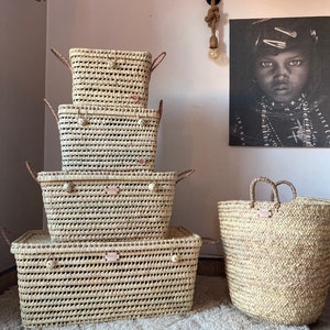 Trunk, basket & straw storage chest to personalize, customizable woven laundry basket, wicker toy box to embroider image 7
