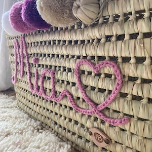 Personalized wicker storage trunk, storage chest to personalize in palm leaves, toy chest image 10