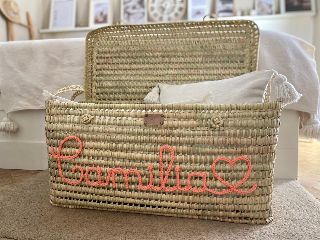 Personalized Wicker Storage Trunk, Personalized Palm Leaf Storage Box ...