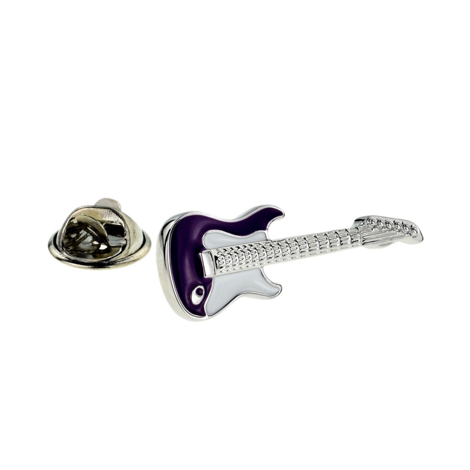 Purple guitar silver plated enamel finish tie pin Lapel Pin Etsy