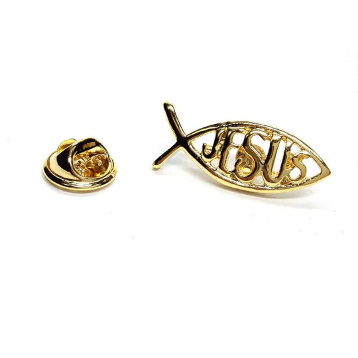 Gold Plated Icthus Religion Religious Lapel Pin Badge with Etsy