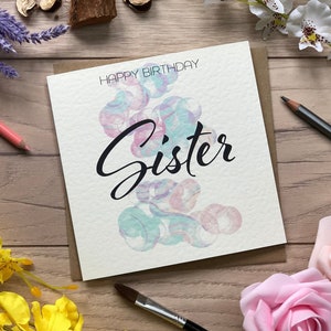 Tarjeta de hermana / Tarjeta de cumpleaños de hermana / Tarjeta de feliz cumpleaños para hermana / Tarjeta para ella / Tarjeta de cumpleaños para ella