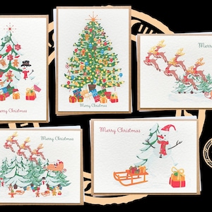Multipack kerstkaart | Pakket van 5 tot 20 kaarten | Kerstboom | Combipakket | Vrolijke kerstkaarten | Handgemaakt | Kerstkaarten