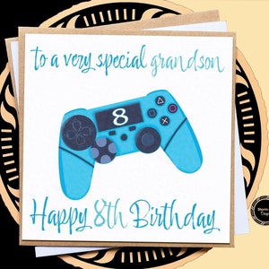 Cartão de aniversário de controle de jogo para neto | Filho | Sobrinho | Cartão de feliz aniversário para crianças | Meninos jogadores | 8º 9º 11º 12º 15º | Videogames