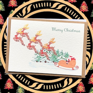 Paquete múltiple de tarjetas navideñas / Paquete de 4 a 8 tarjetas / Paquete mixto / Árbol de Navidad y Papá Noel / Tarjetas de Feliz Navidad / Hechas a mano / Tarjetas festivas