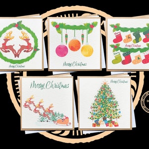 Lot multiple de cartes de Noël | Lot de 5 à 20 cartes | Pack mixte | Joyeux Noël | Arbre de Noël | Fait main | Cartes de vœux