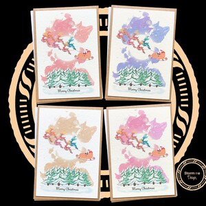 Lot multiple de cartes de Noël | Lot de 4 à 8 cartes | Pack mixte | Sapin de Noël et Père Noël | Joyeux Noël | Fait main | Cartes de vœux