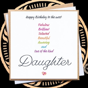 Tochter Geburtstagskarte Gedicht, Geburtstagskarte für sie, Tochter, Nichte, Schwester, alles Gute zum Geburtstag Tochter, Geschenk für Tochter, spezielle Tochter