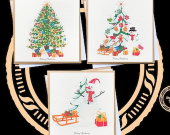 Handmade Christmas Cards: Eco-Friendly Holiday Card Pack of 3 to 6 Cards
