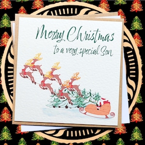 Biglietto di Natale per figlio / Biglietto personalizzato / Biglietto di Natale di Babbo Natale per bambino / Biglietto di Natale per nipote / Biglietto di Natale per figlioccio