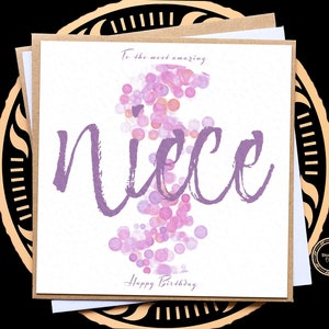 Carte d'anniversaire nièce, carte de joyeux anniversaire pour nièce, soeur, fille, cousine, amie, meilleure amie, filleule, cadeau pour fille, 18, 21, 30, 40 ans